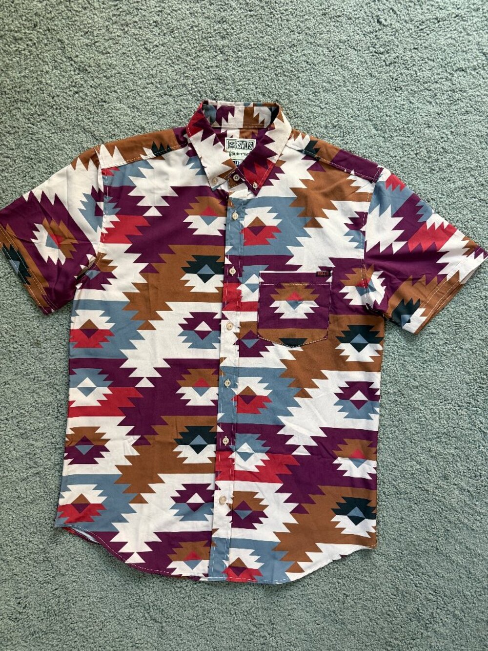 RSVLTS The Frontiersman KUNUFLEX Aztec Western Men's Shirt Size Large - EUC